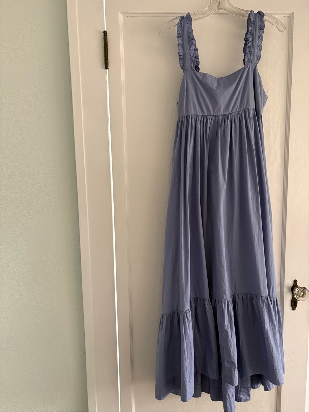 Free People Blue Tiered Sundress with Ruffle Straps